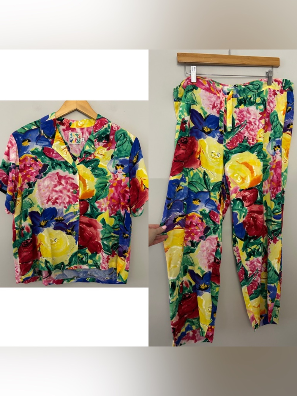 Jams World Flower Patch Colorful Floral Print Top and Pants Set